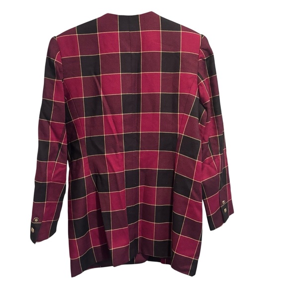 Kasper ASL Red Vintage Plaid Blazer Jacket Size 10 - Picture 2 of 11